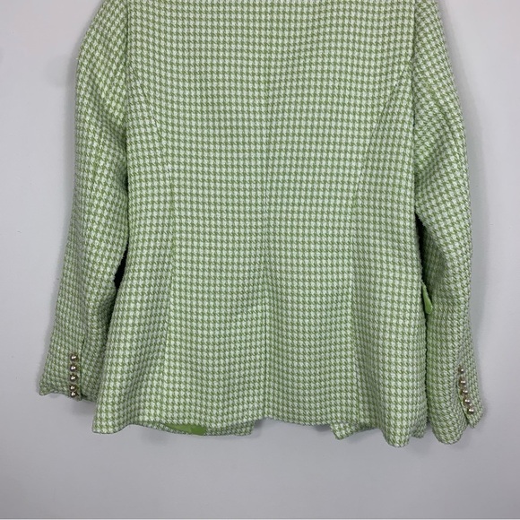 NWT House of Harlow 1960 Green White Tweed Double Breasted Blazer Size Medium - Picture 10 of 13